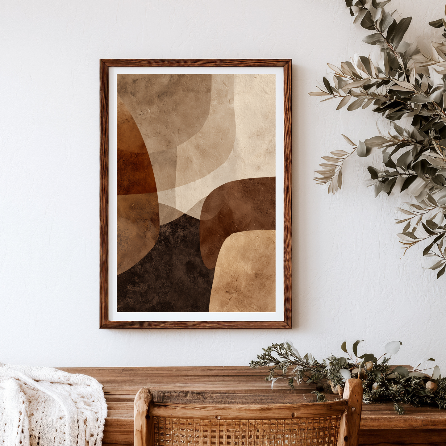 Printable Wabi Sabi Wall Art Print, Serene Neutral Browns