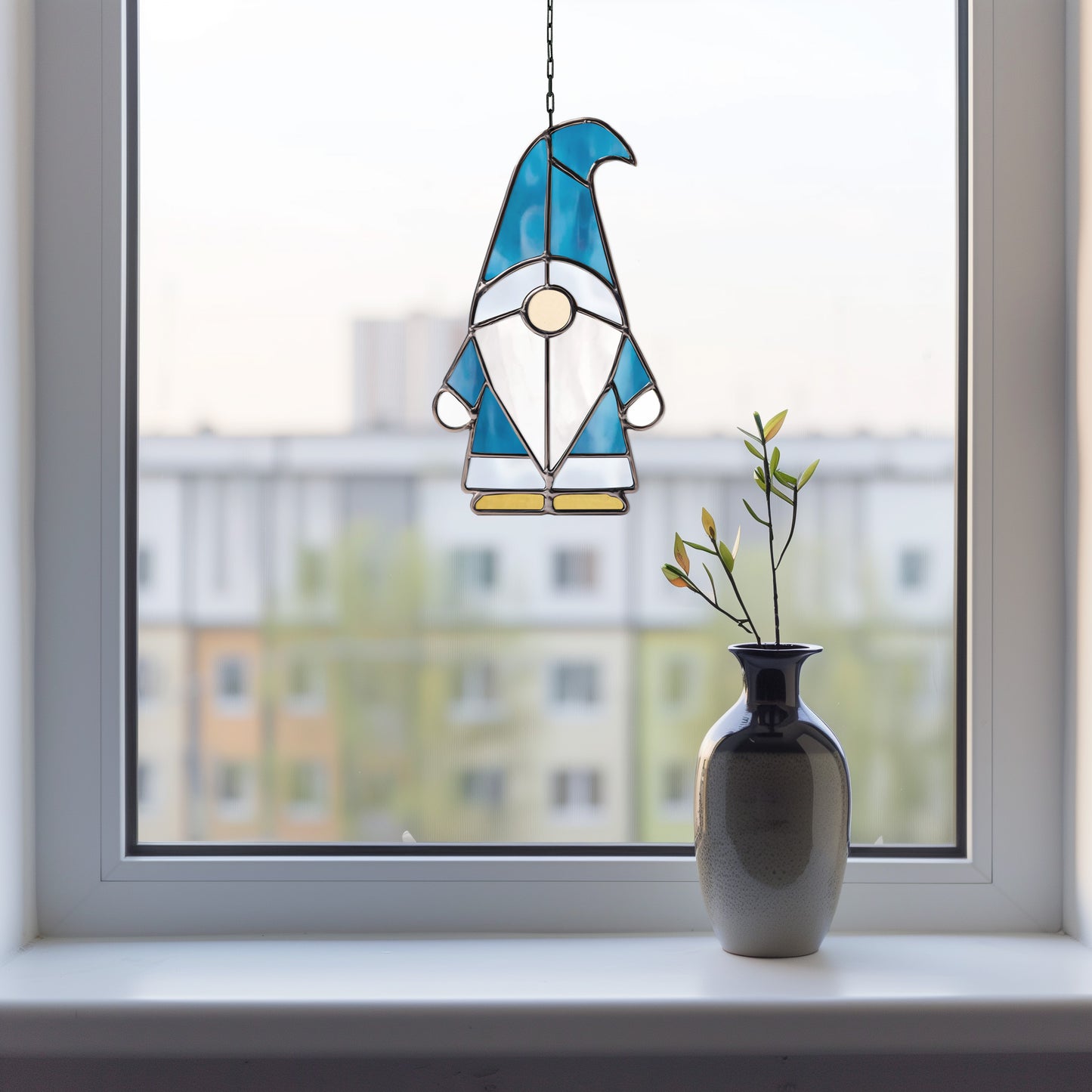 Winter Gnome Stained Glass Pattern and PNG