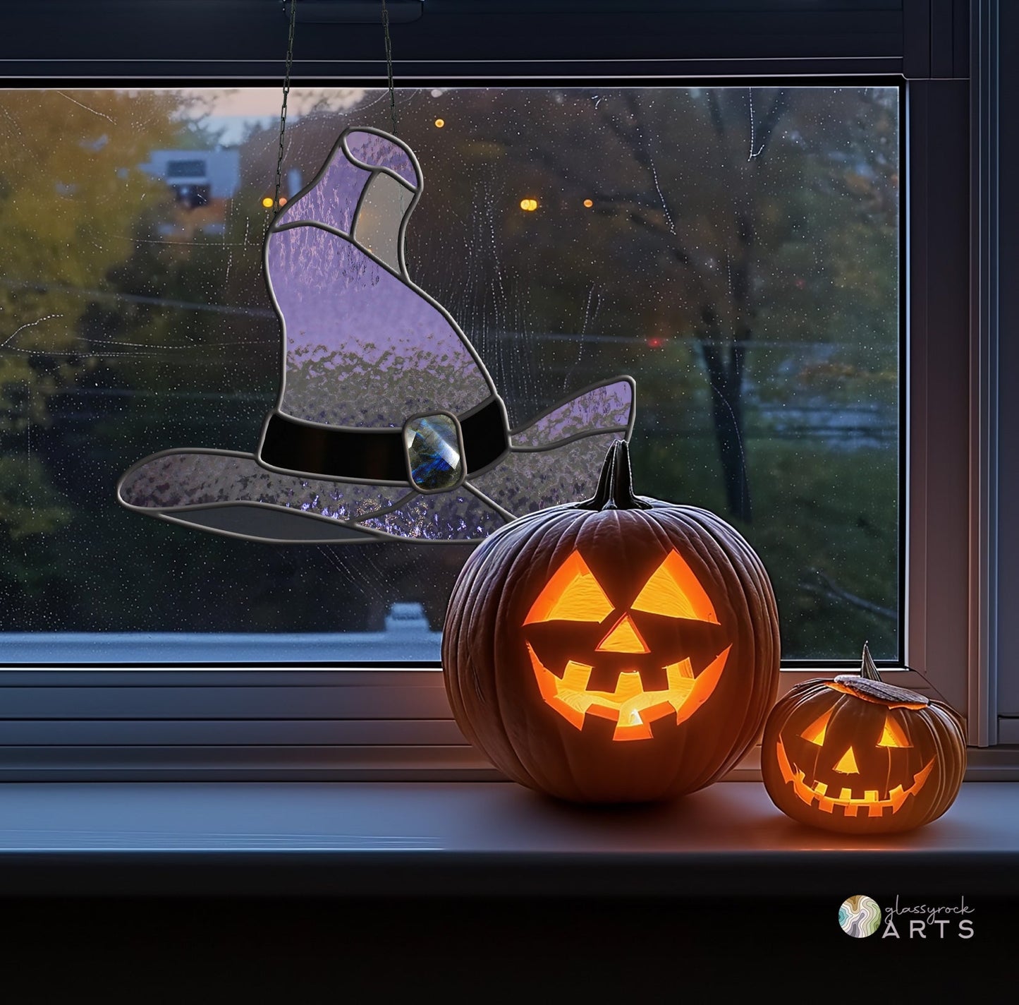 Witch Hat Halloween Stained Glass Pattern