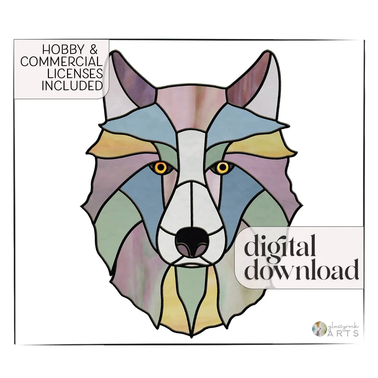 Wolf Stained Glass Pattern GlassyRock Arts