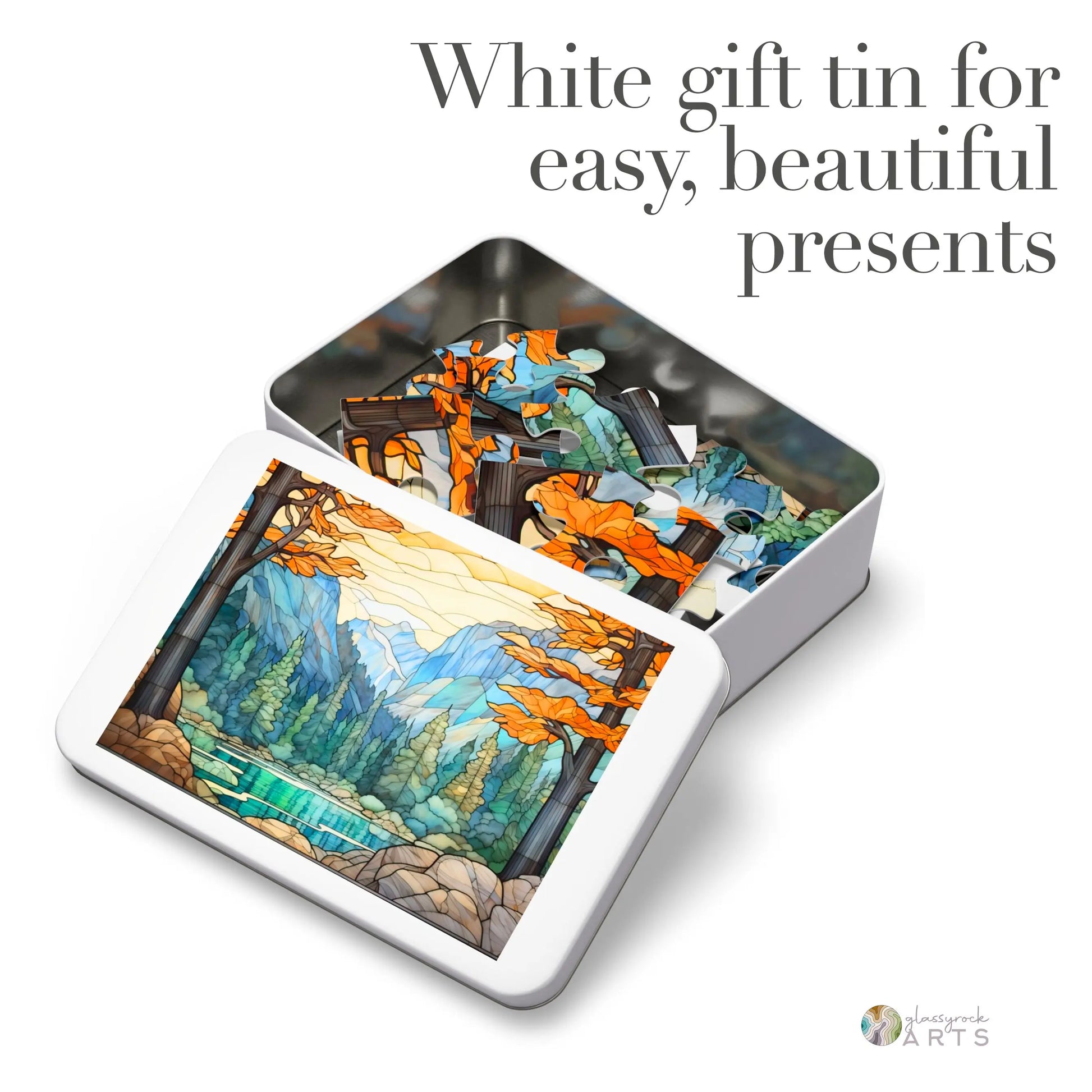 A picture of the Yosemite National Park Stained Glass Jigsaw Puzzle from GlassyRock Arts.