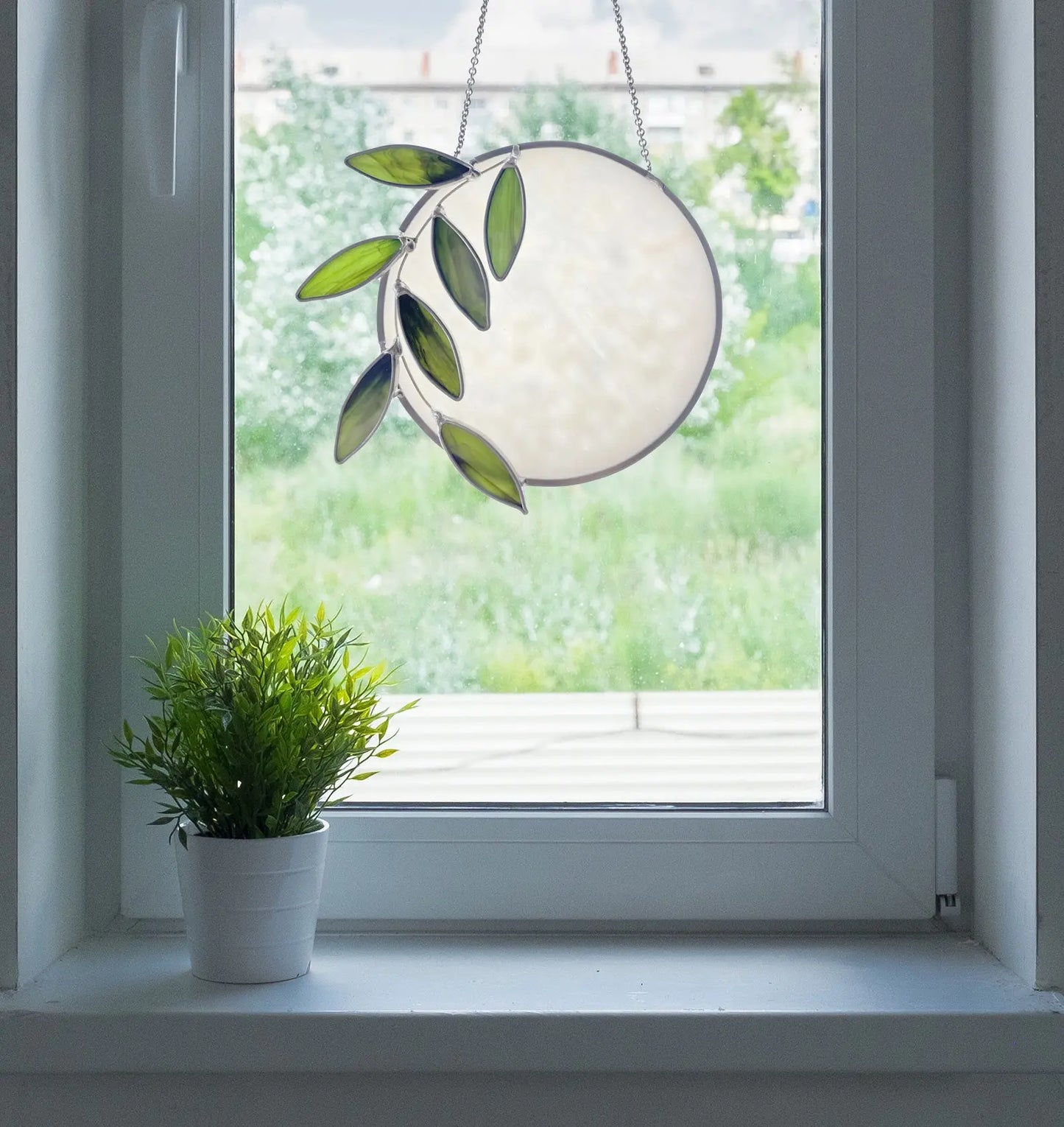 Layered Stained Glass Full Moon Suncatcher - Mr. Moonlight - Made to Order
