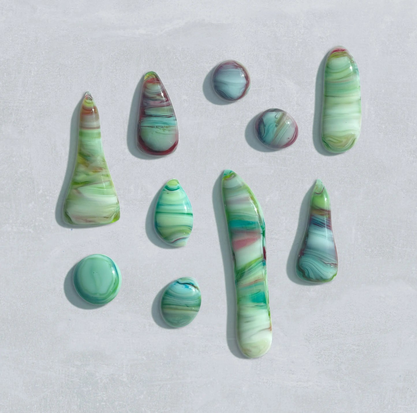 Handmade Stained Glass Cabochons - Rainbow Glass