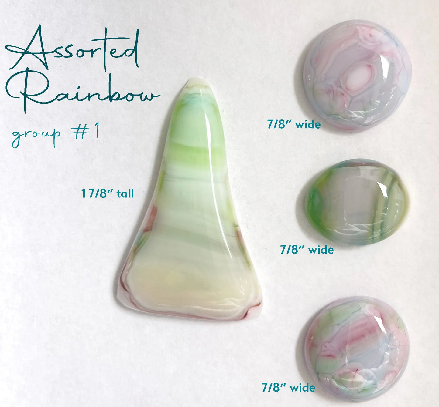 Handmade Stained Glass Cabochons - Rainbow Glass