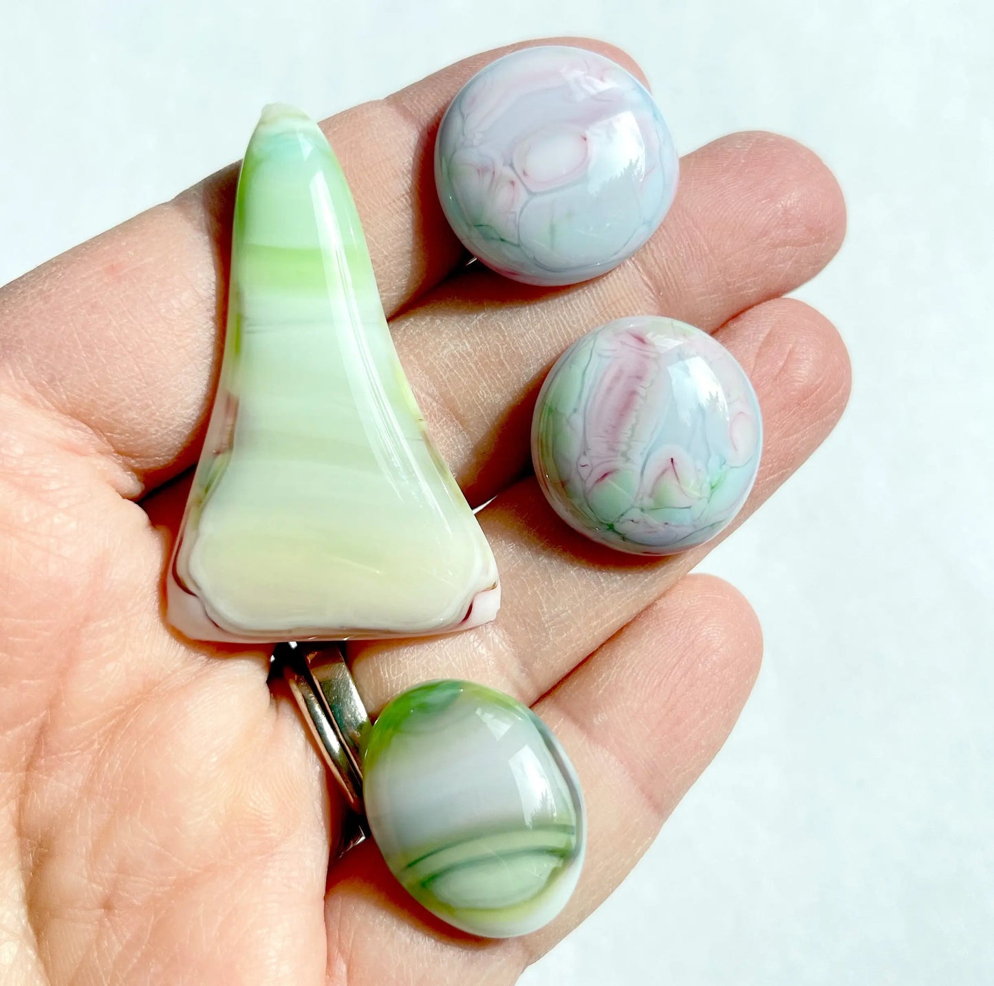 Handmade Stained Glass Cabochons - Rainbow Glass
