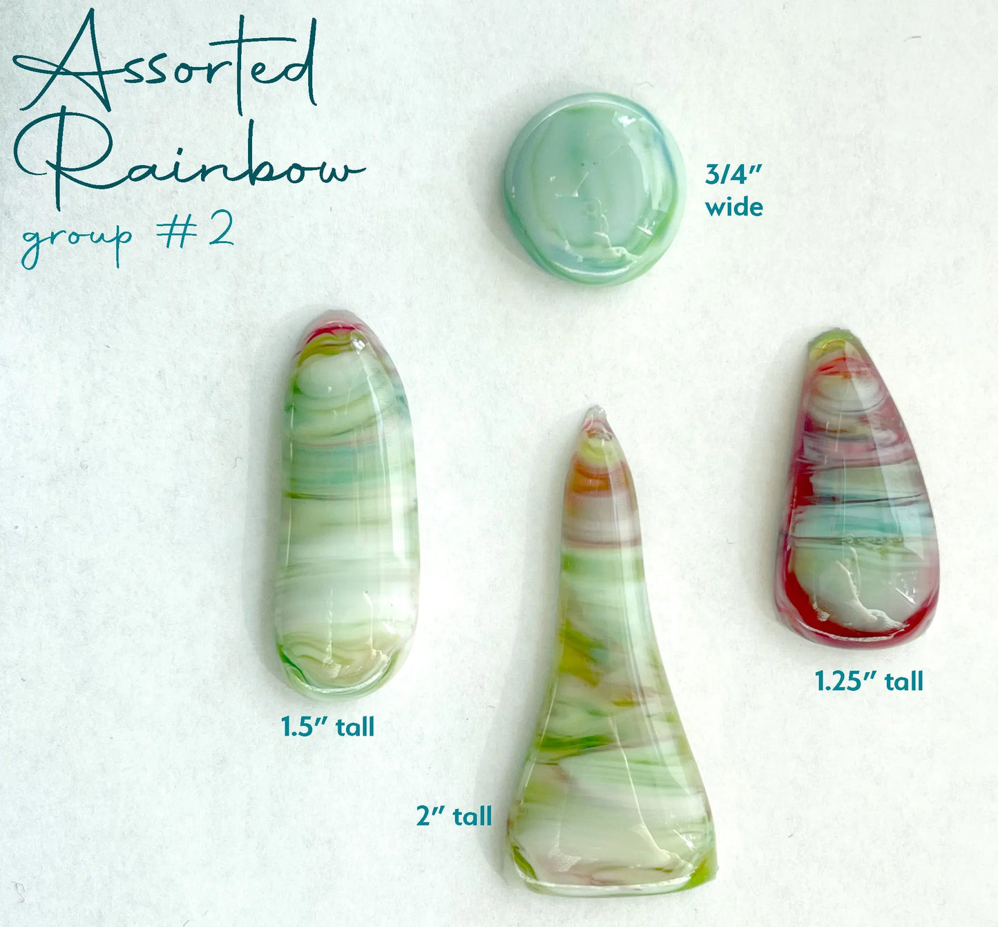 Handmade Stained Glass Cabochons - Rainbow Glass
