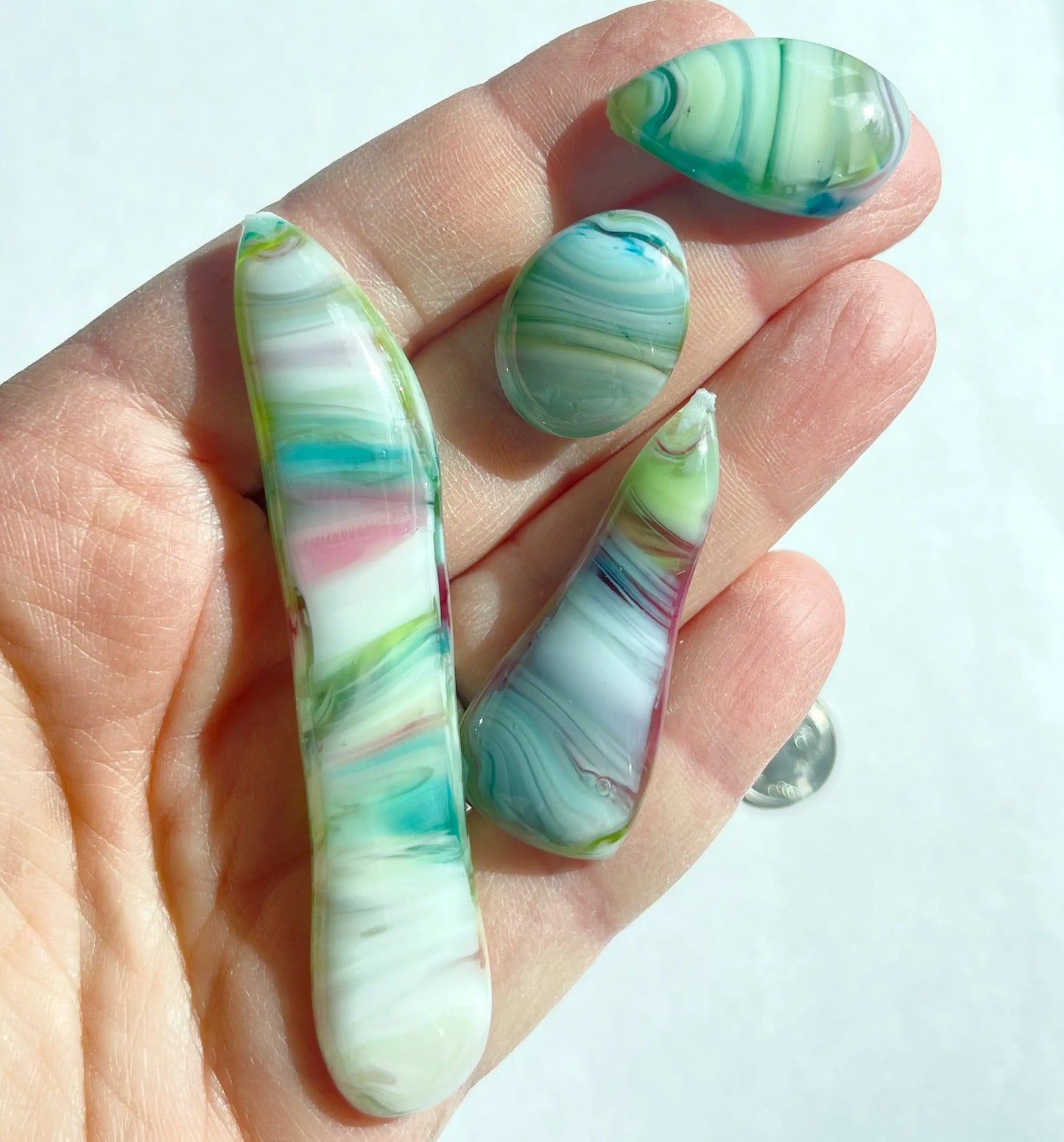 Handmade Stained Glass Cabochons - Rainbow Glass