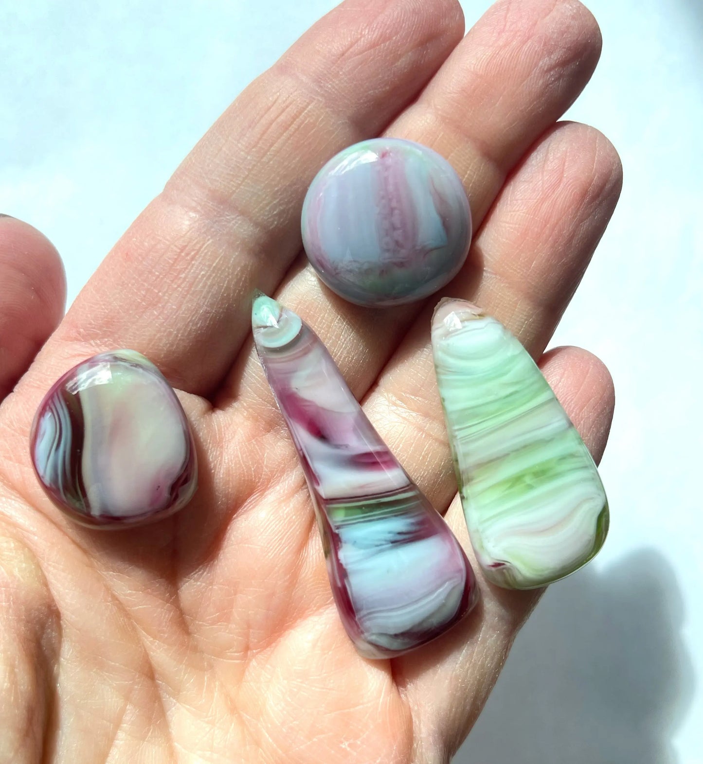 Handmade Stained Glass Cabochons - Rainbow Glass