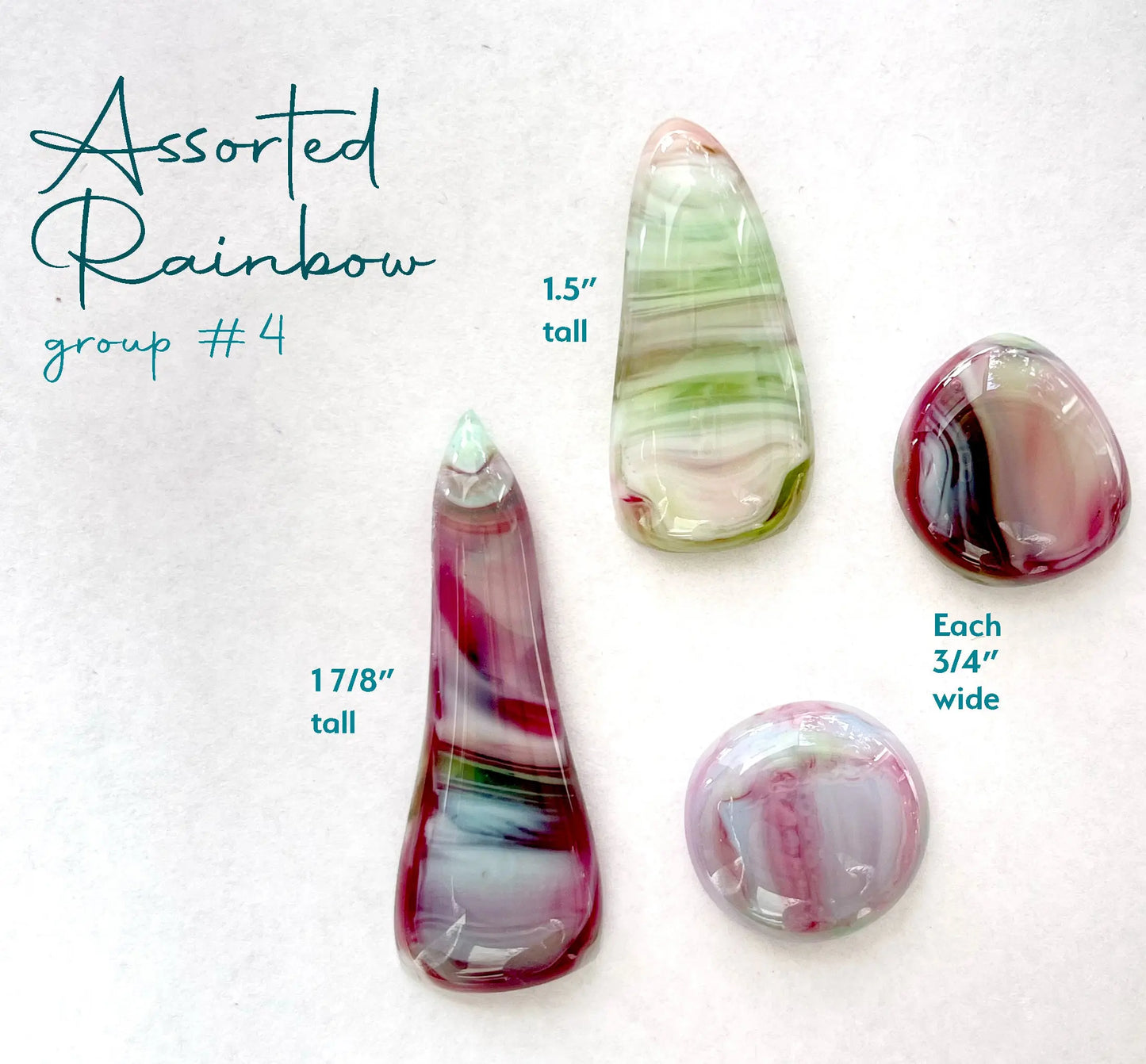 Handmade Stained Glass Cabochons - Rainbow Glass