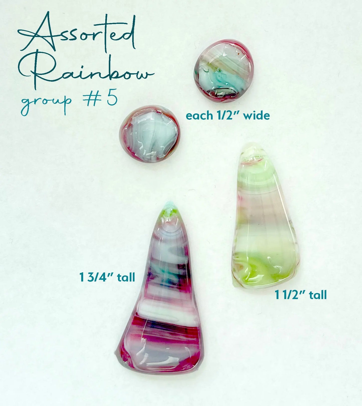 Handmade Stained Glass Cabochons - Rainbow Glass