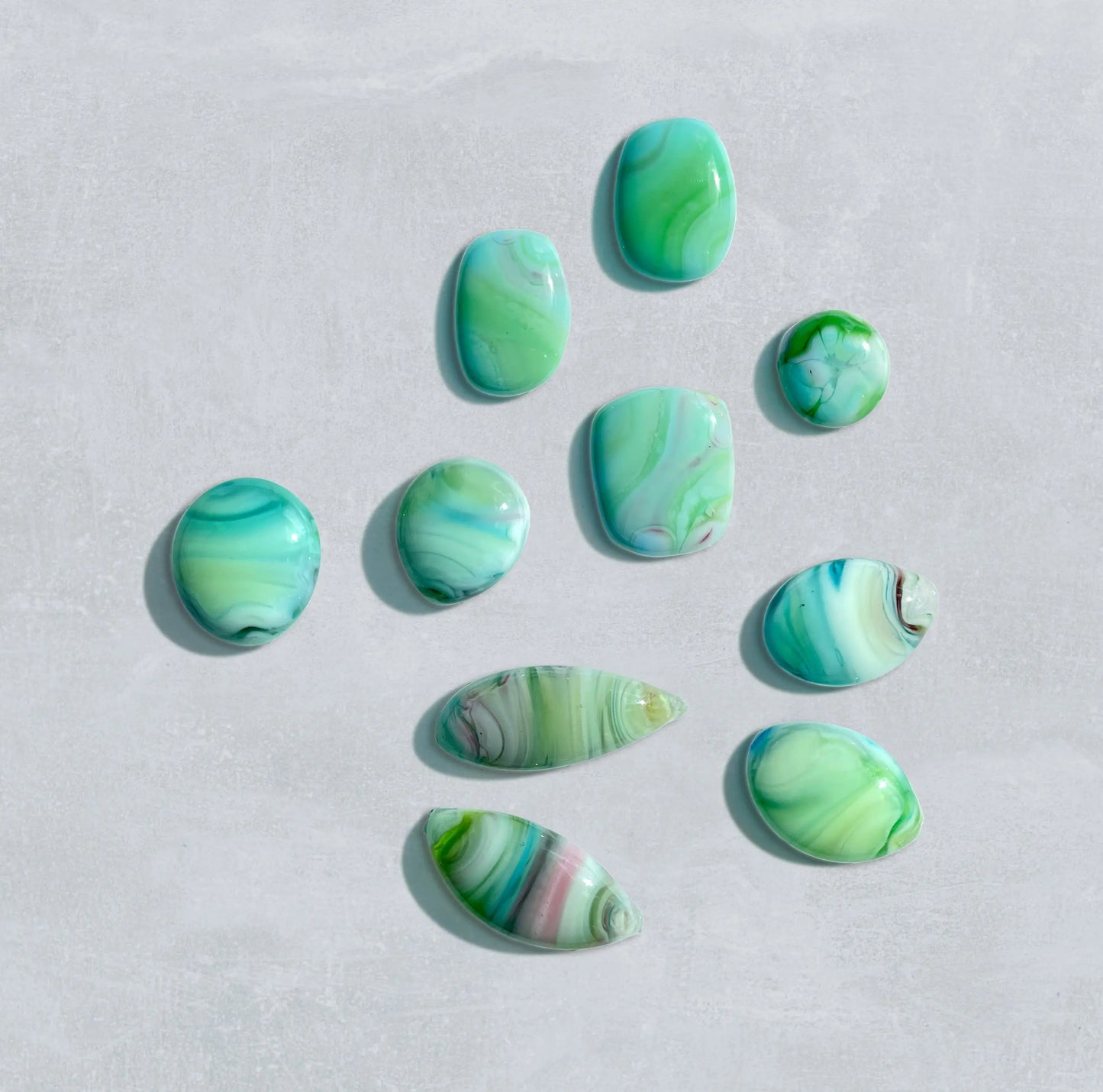 Handmade Stained Glass Cabochons - Blue Rainbow Glass