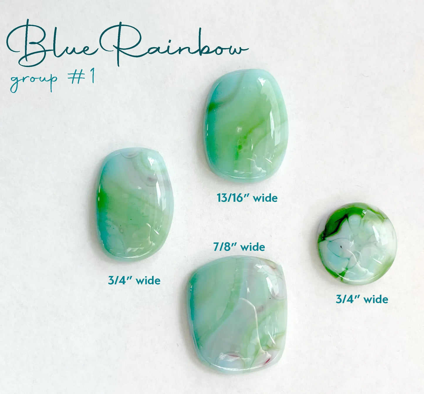 Handmade Stained Glass Cabochons - Blue Rainbow Glass