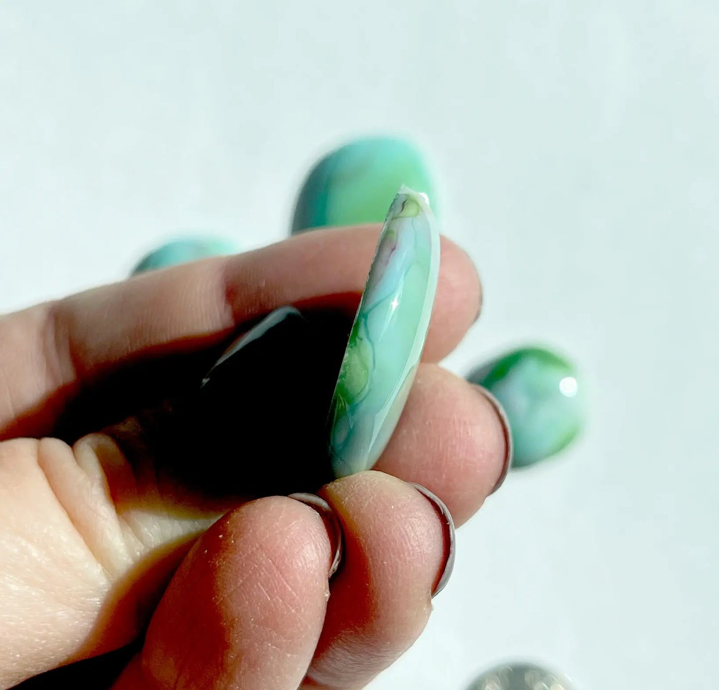 Handmade Stained Glass Cabochons - Blue Rainbow Glass