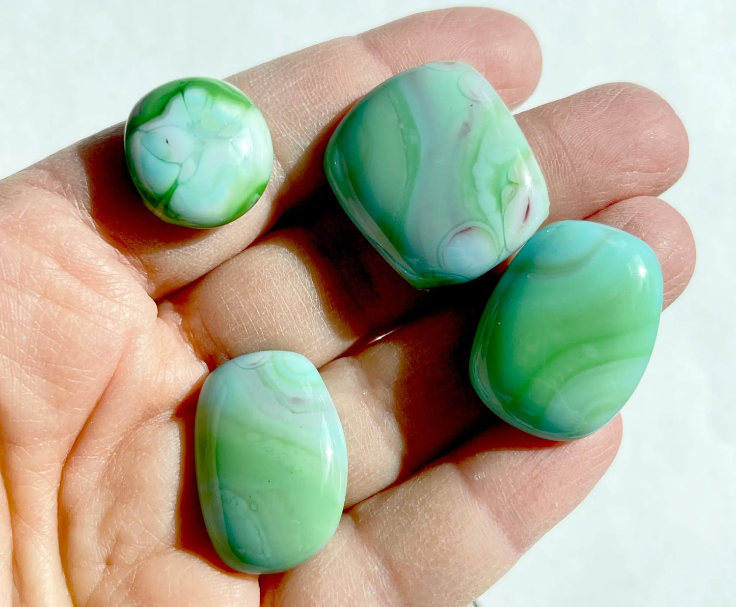 Handmade Stained Glass Cabochons - Blue Rainbow Glass