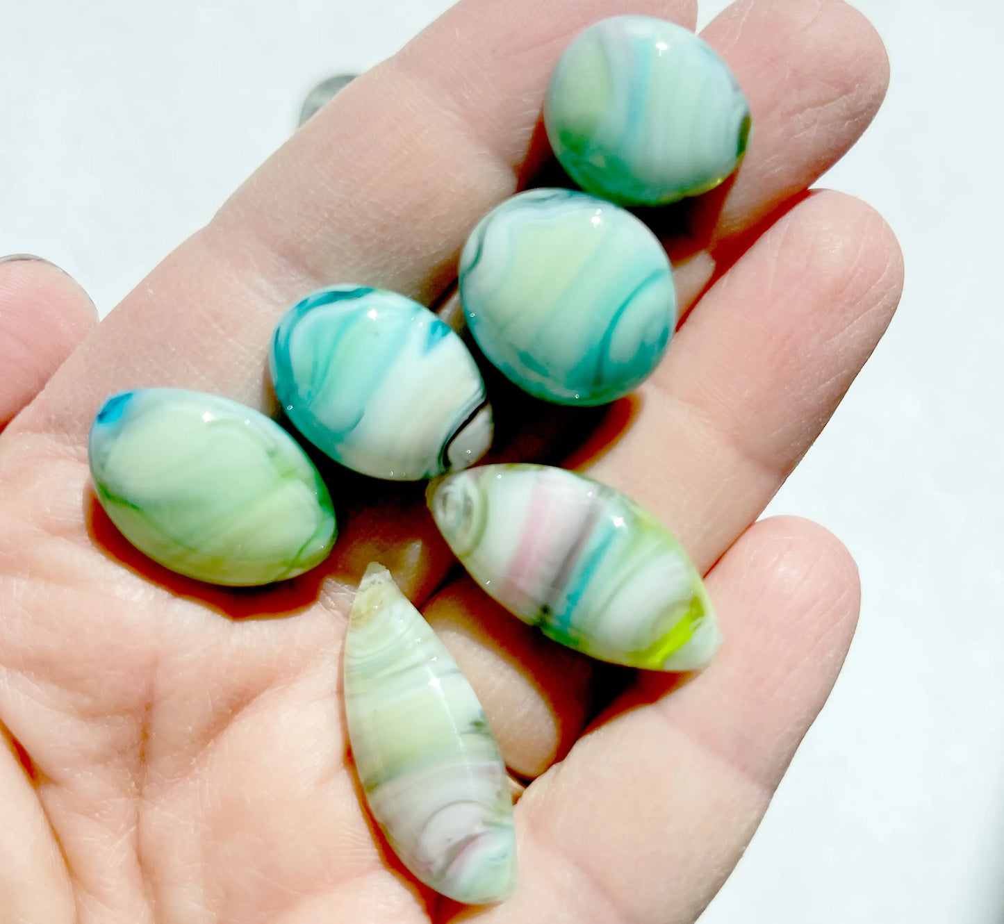 Handmade Stained Glass Cabochons - Blue Rainbow Glass
