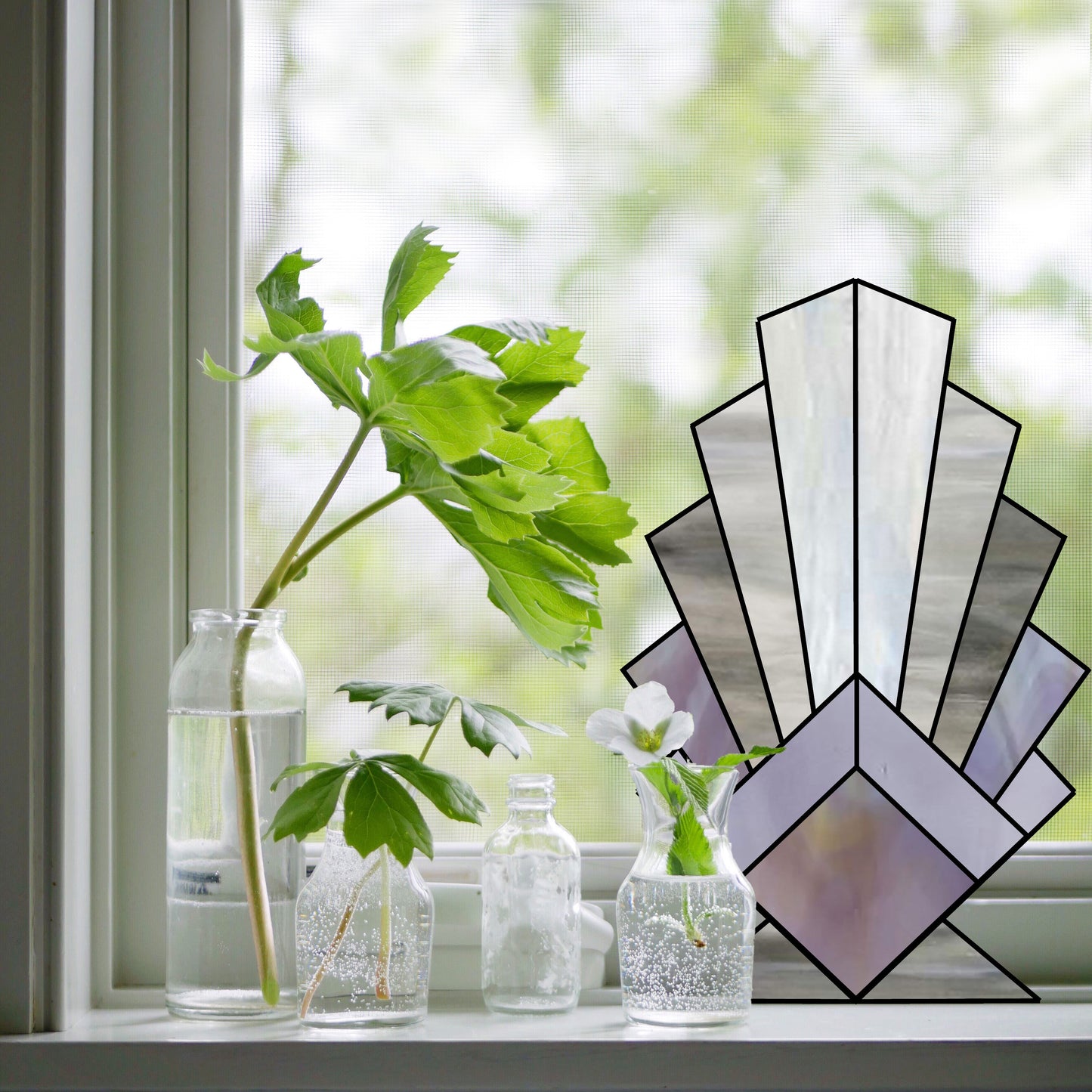 Beginner Art Deco Leaf or Feather Stained Glass Pattern