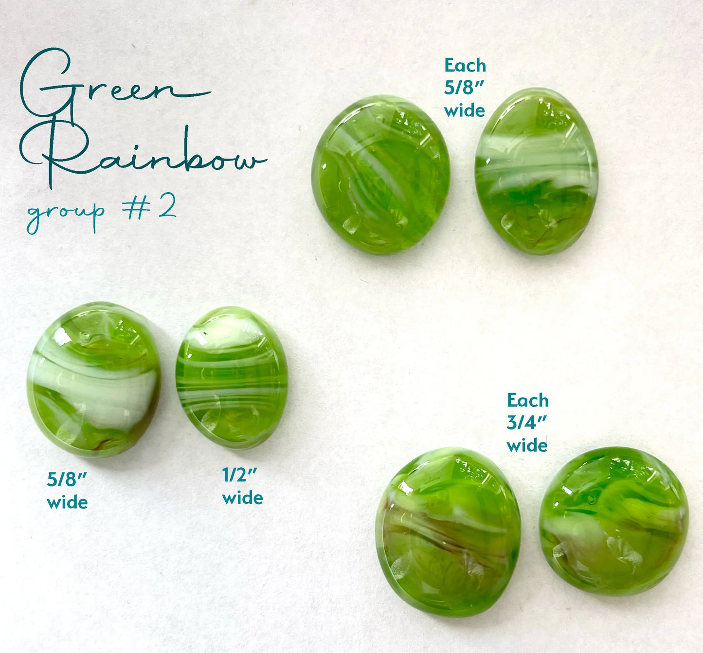 Handmade Stained Glass Cabochons - Green Rainbow Glass