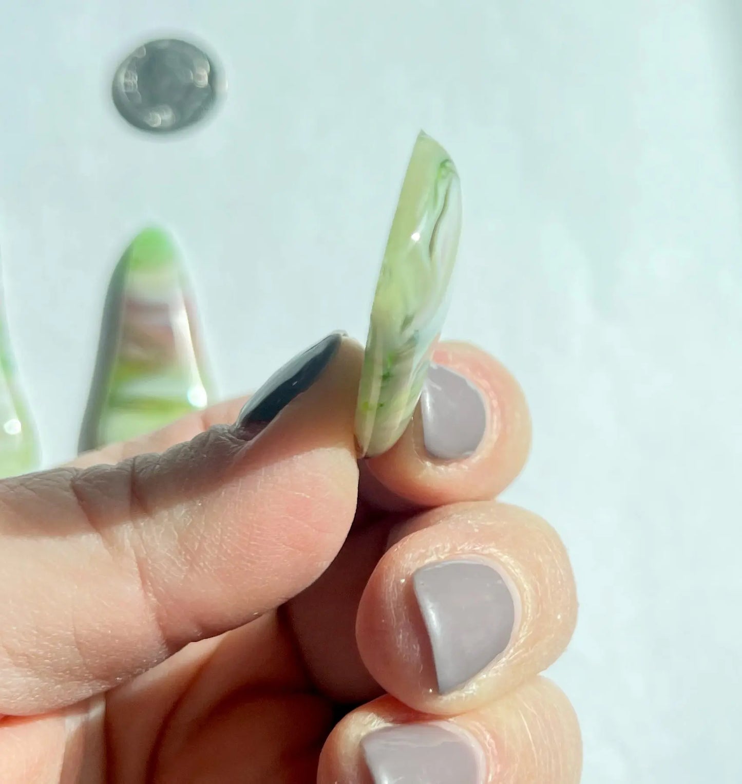 Handmade Stained Glass Cabochons - Green Rainbow Glass
