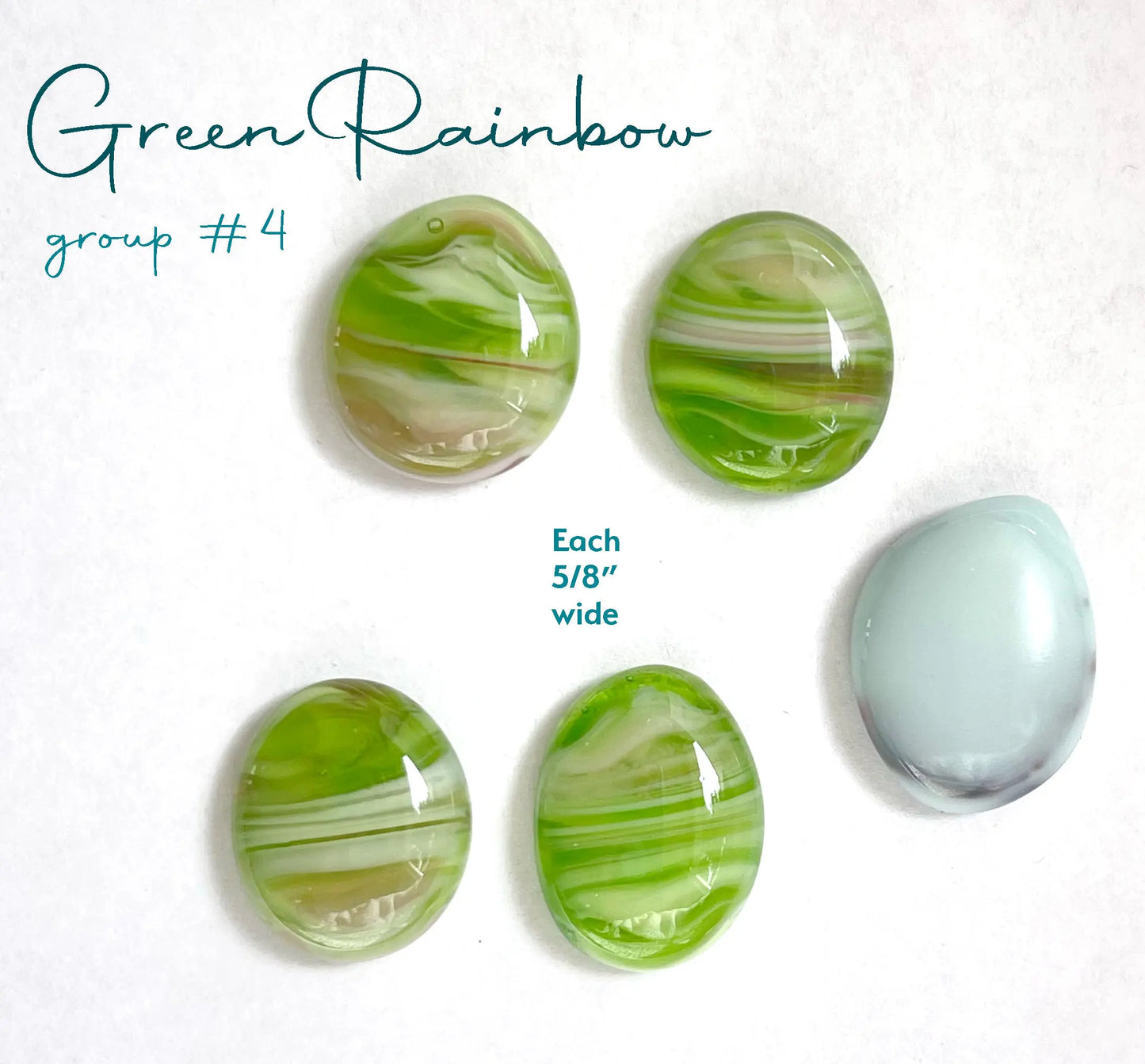 Handmade Stained Glass Cabochons - Green Rainbow Glass