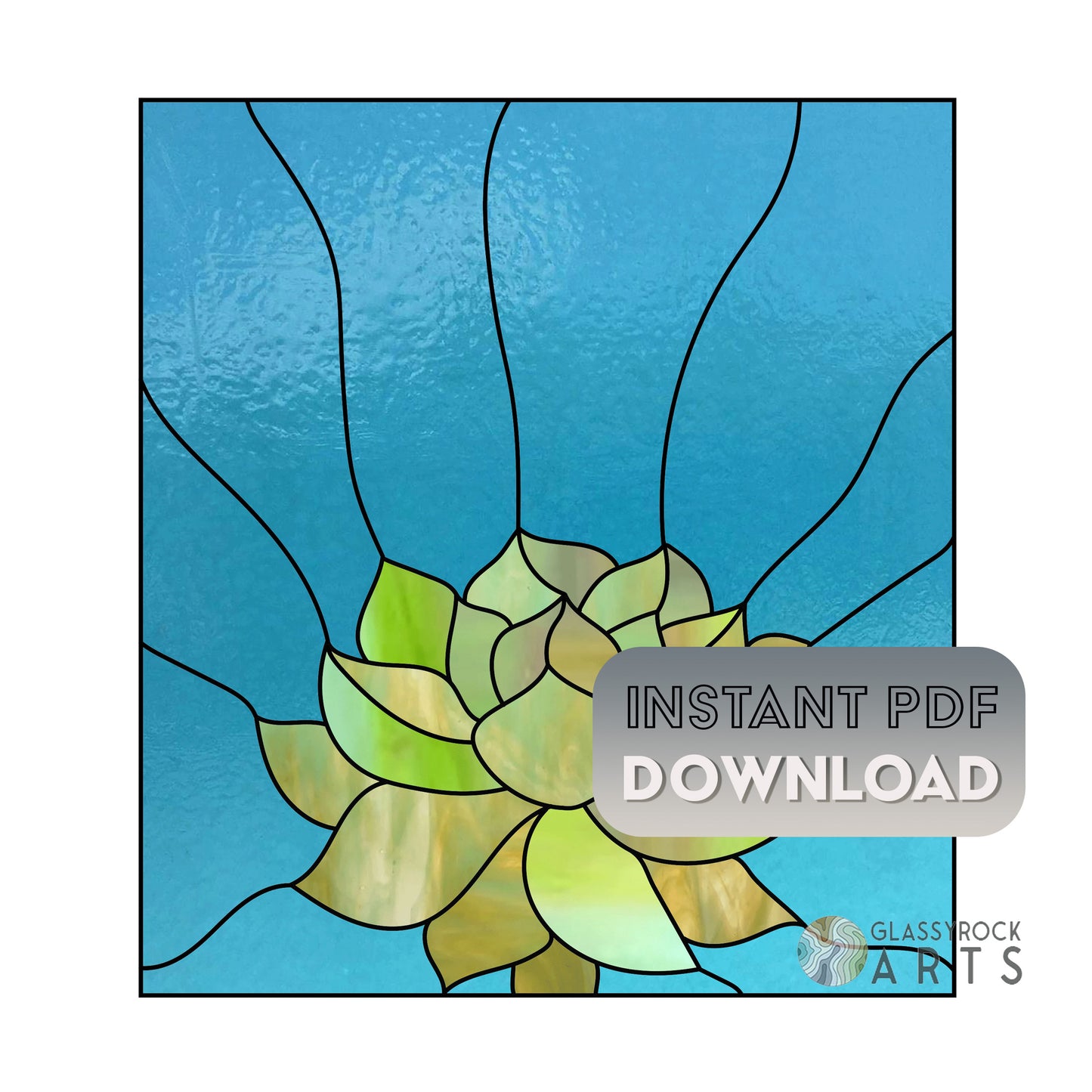Echeveria Succulent Stained Glass Panel Pattern
