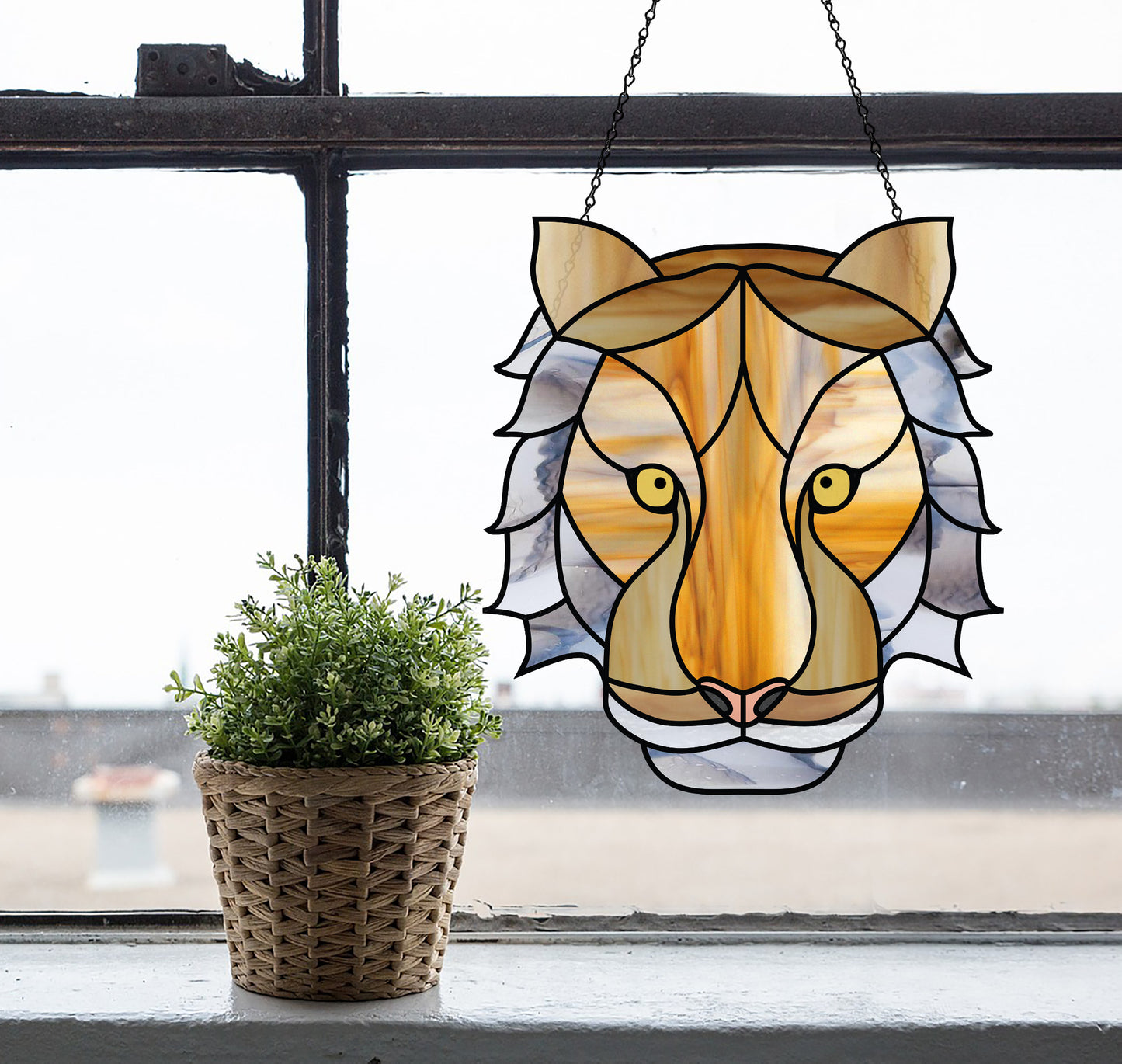 Tiger Eyes Stained Glass Pattern