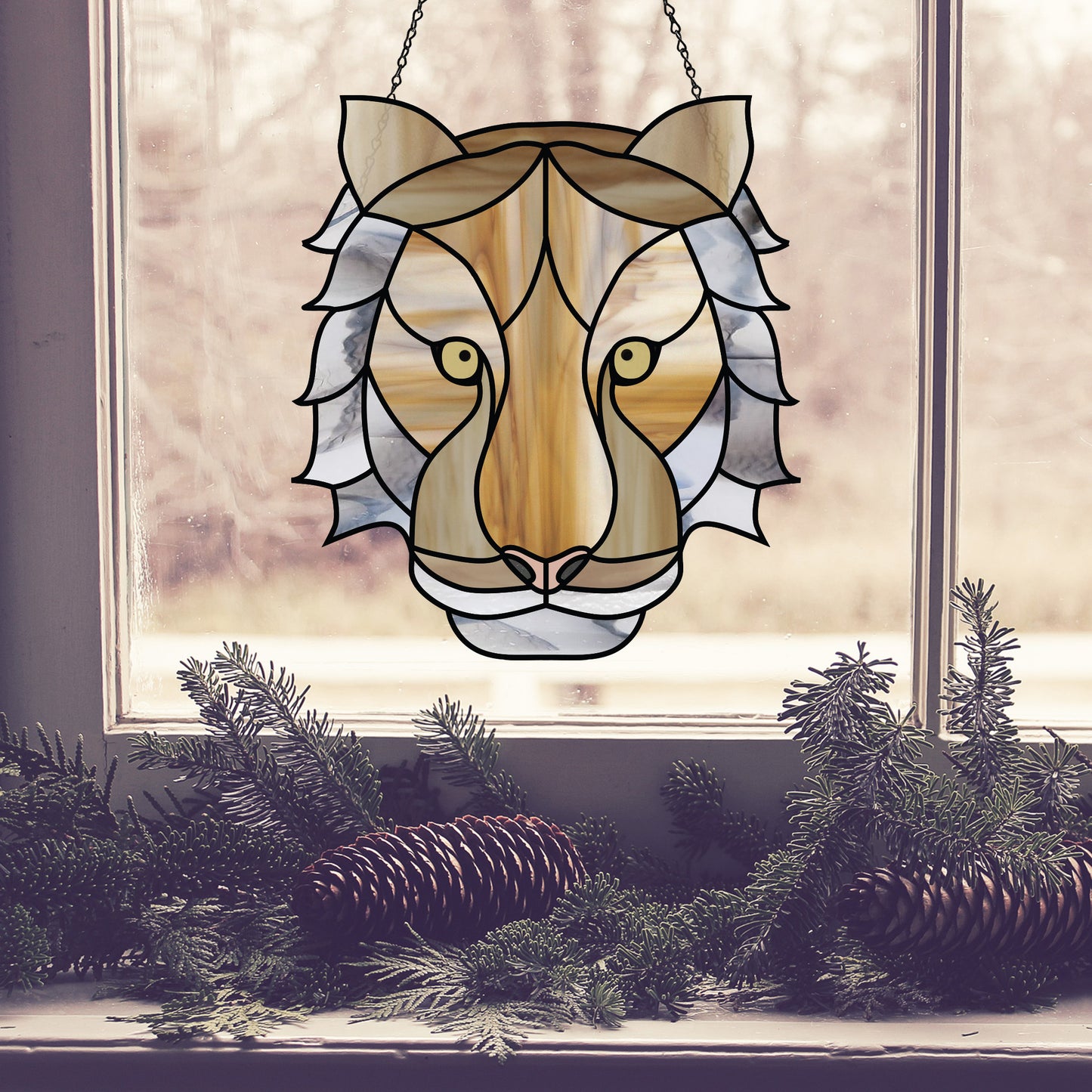 Tiger Eyes Stained Glass Pattern