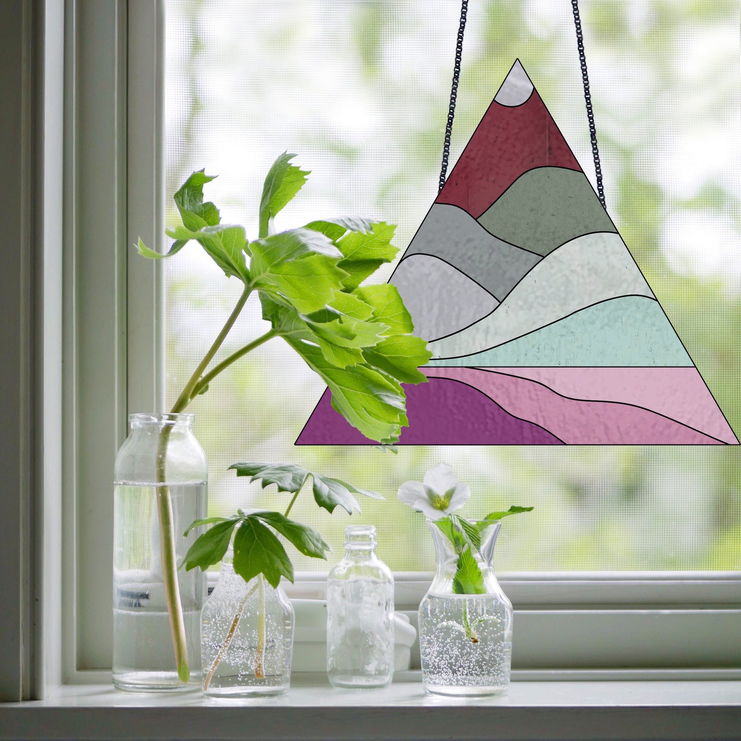 Boho Landscape Triangle Stained Glass Pattern