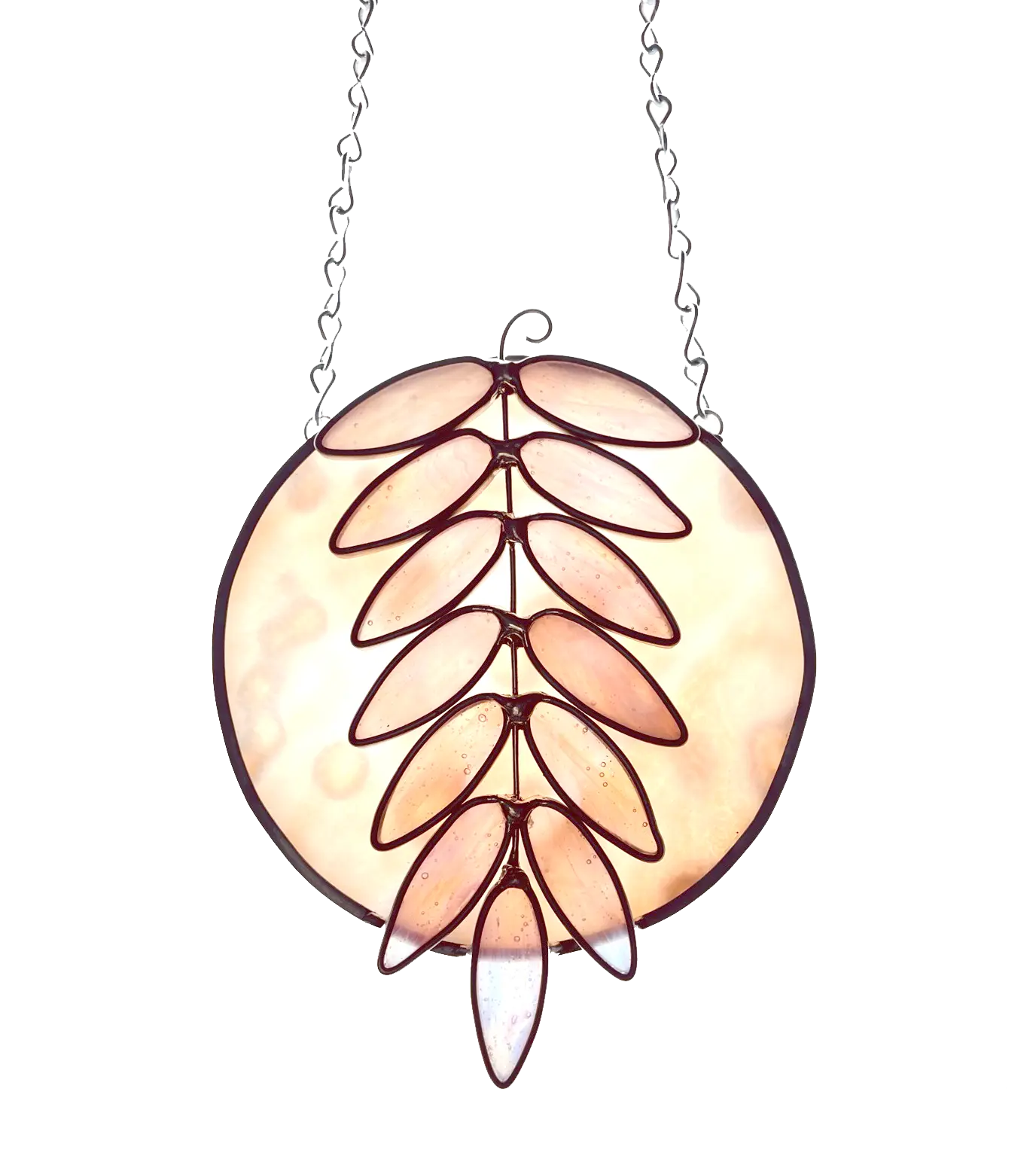 Pink Wisteria Moon Layered Stained Glass Suncatcher - Made to Order