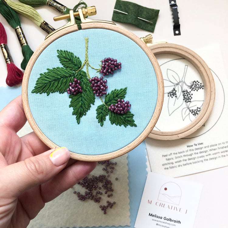 Beaded Berries - Botanical Embroidery Kit for Intermediate Stitchers - Needlecraft Kits from MCreativeJ