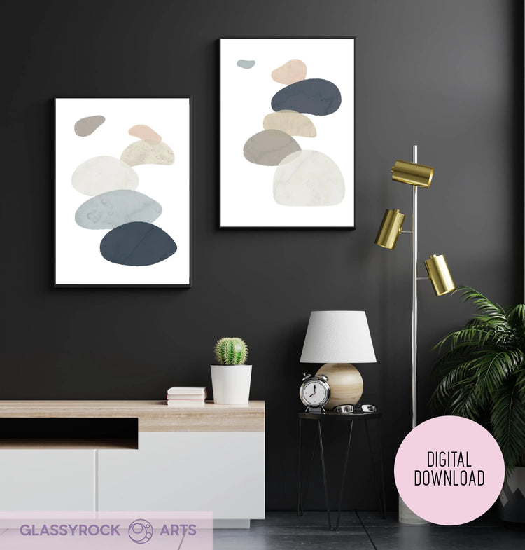 An image of the neutral rocks printables, pattern from GlassyRock Arts.