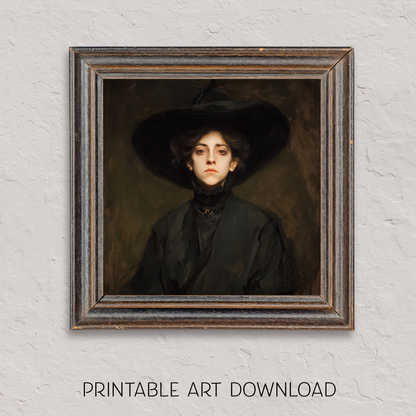 Halloween Witch Portrait Art Print: Spooky Wall Decor (Digital Download, 5 Sizes Included)