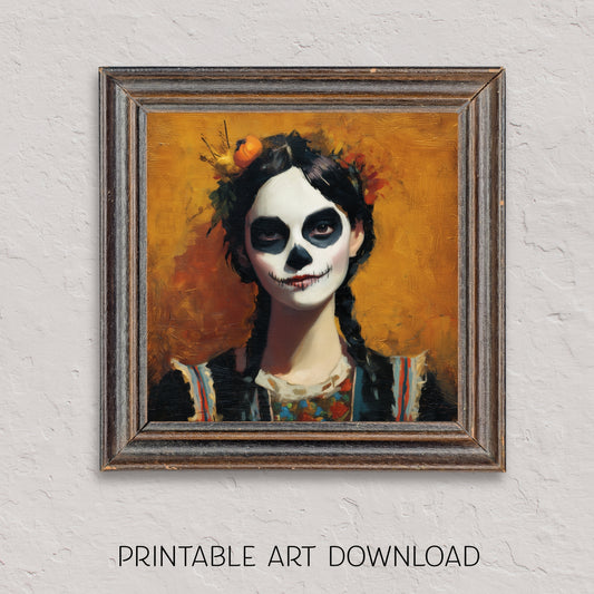 Halloween Costume Party Wall Art: Square Printable Portrait Decor (Digital Download, 5 Sizes Included)