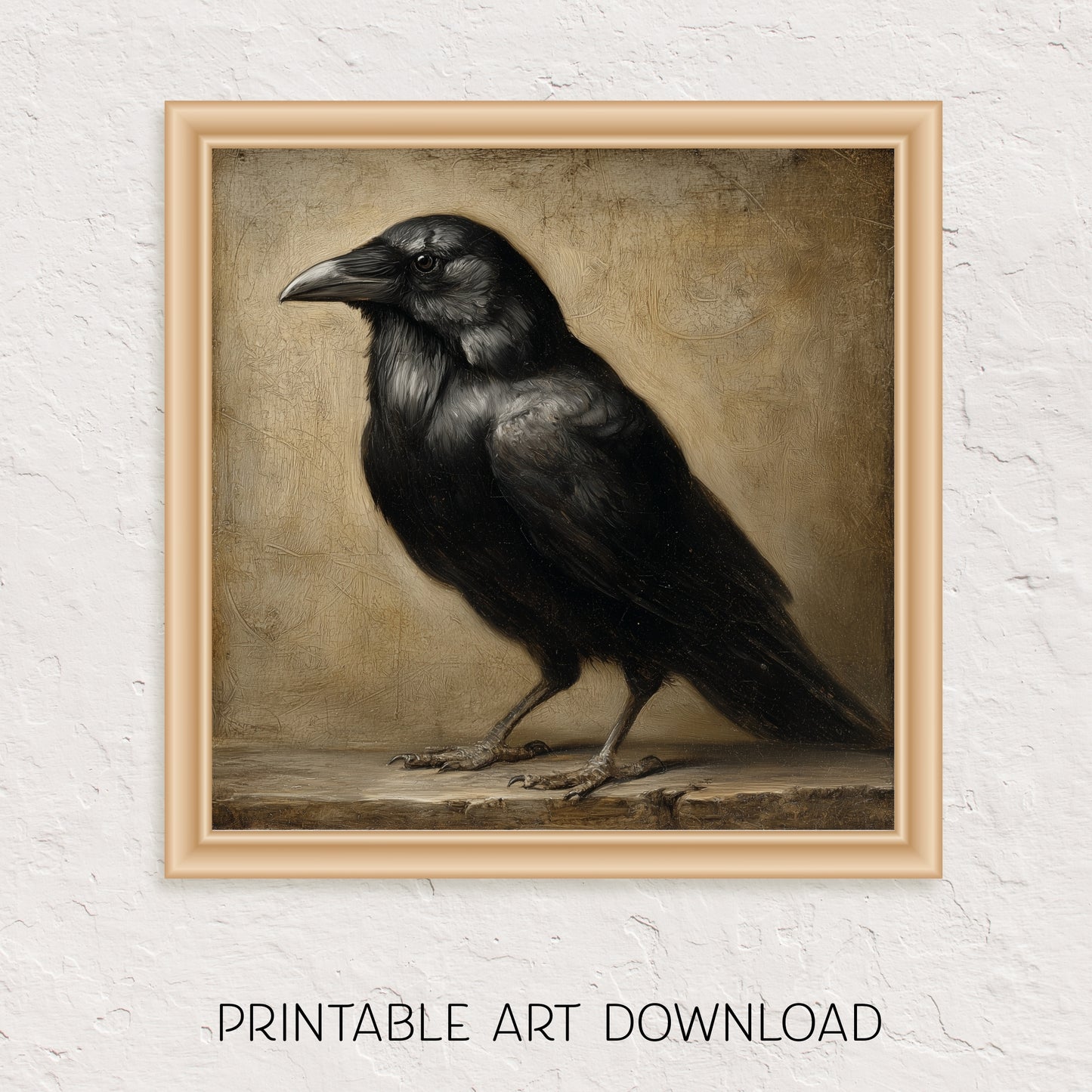 Vintage Halloween Crow Print: Fall Wall Art (Digital Download, 5 Sizes Included)