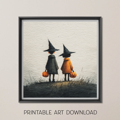 Halloween Printable Trick or Treat Wall Art, Original Artwork with 5 Aspect Ratios Included, Instant Digital Download, Printable Art