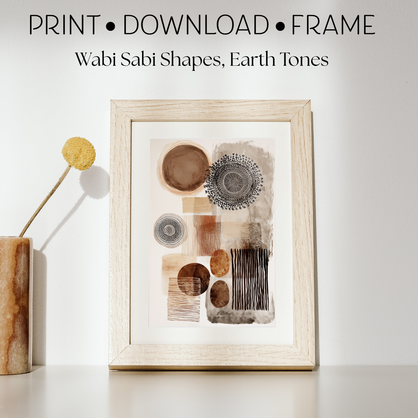 Printable Wabi Sabi Overlapping Shapes Art Print