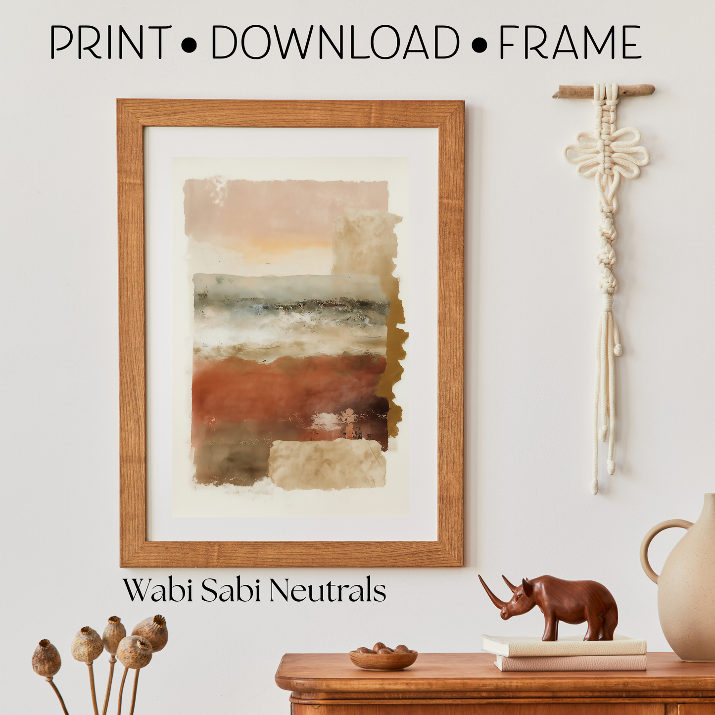 Printable Rustic Wabi Sabi Wall Art Print: Warm Brown Tones