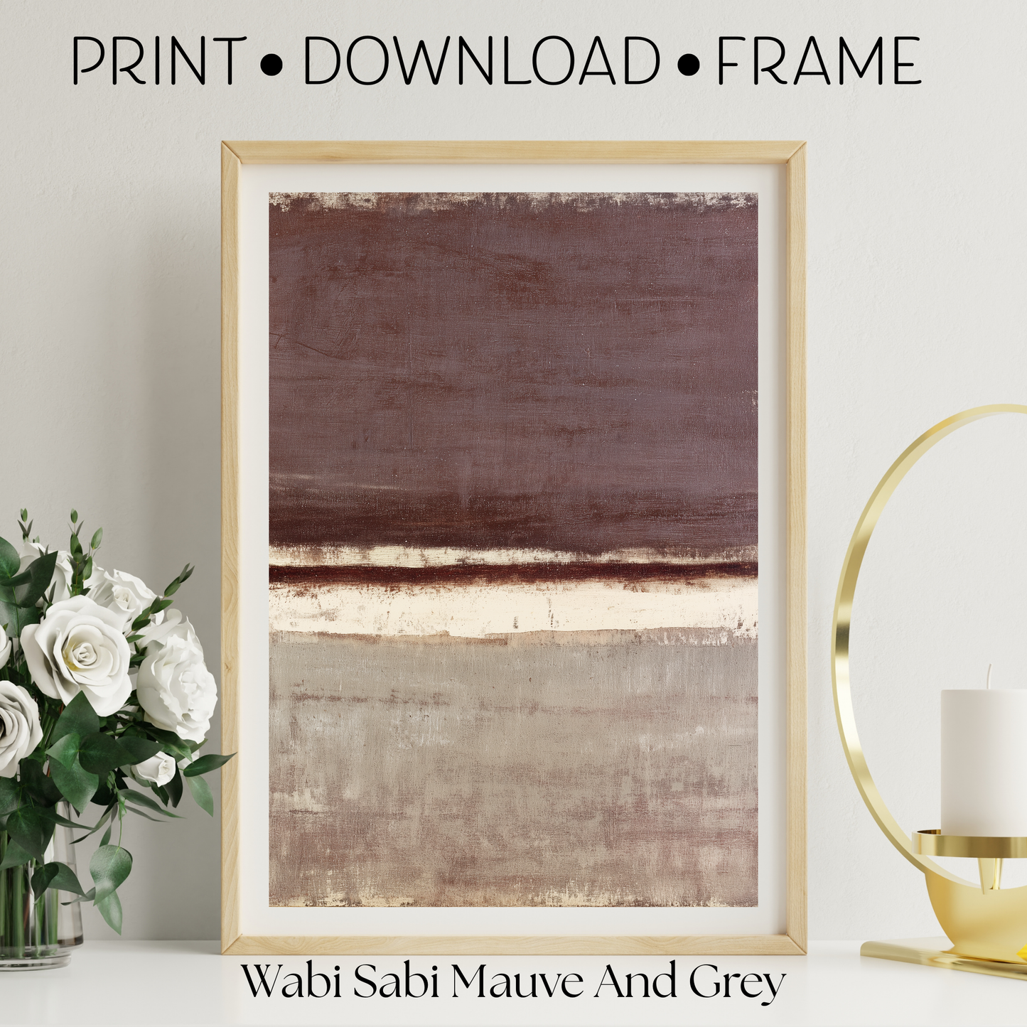 Printable Wabi Sabi Landscape Print, Soothing Brown Tones