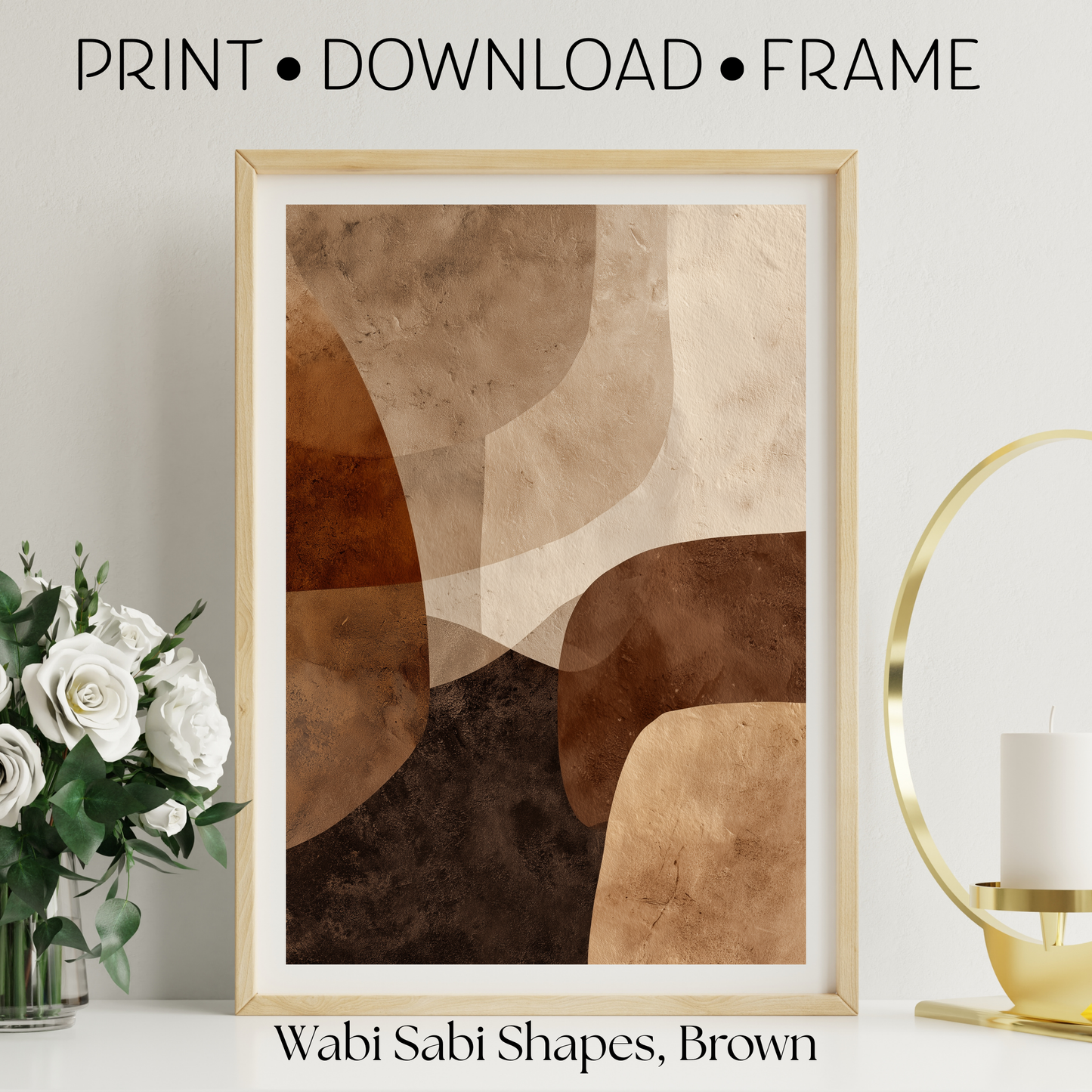 Printable Wabi Sabi Wall Art Print, Serene Neutral Browns