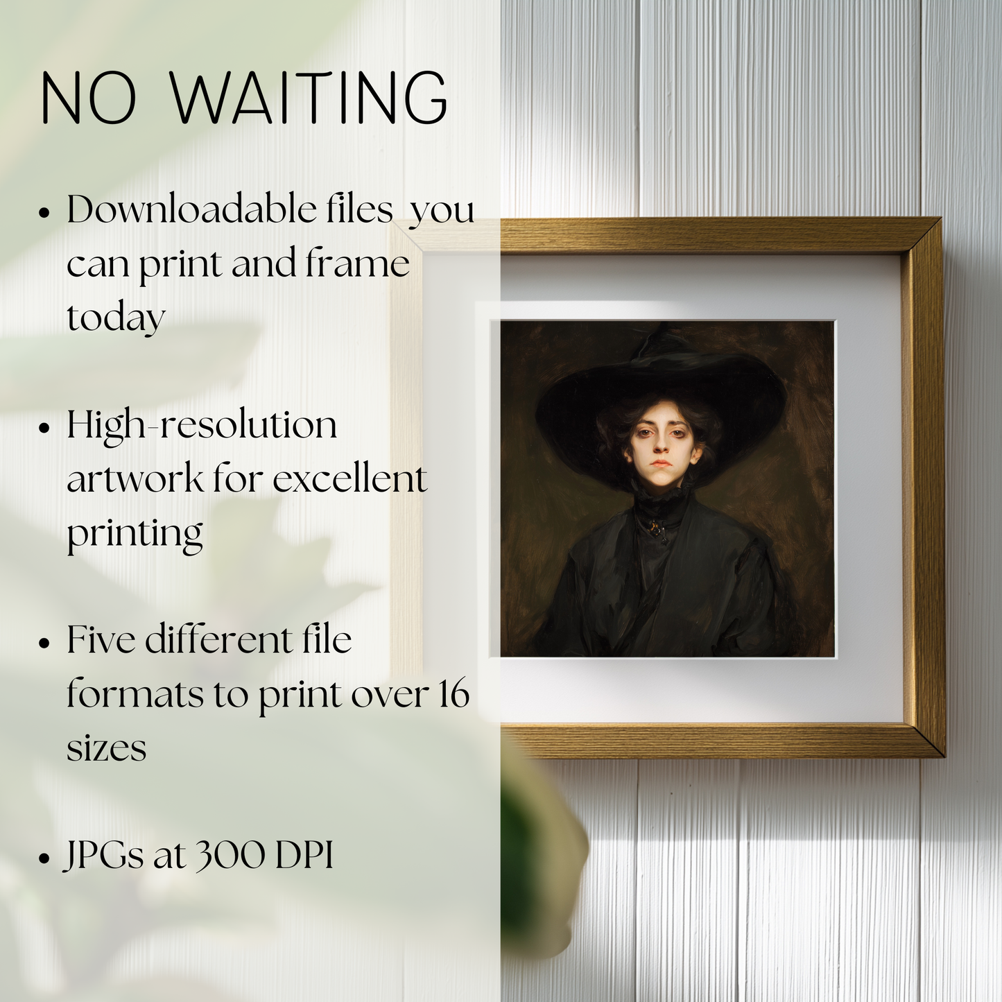 Halloween Witch Portrait Art Print: Spooky Wall Decor (Digital Download, 5 Sizes Included)