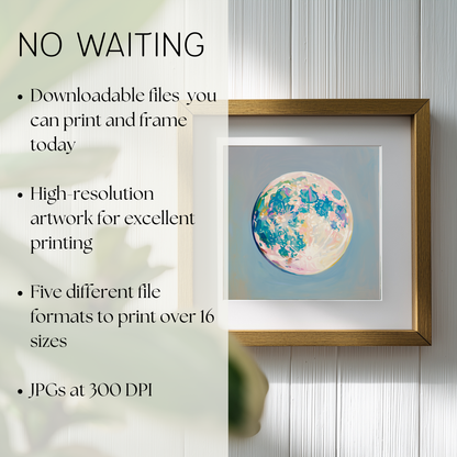 Halloween Full Moon Art Print: Witchy Wall Decor (Digital Download, 5 Sizes Included)