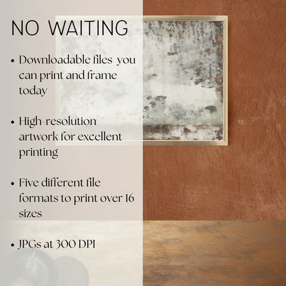 Printable Wabi Sabi Landscape Wall Art, White and Bronze