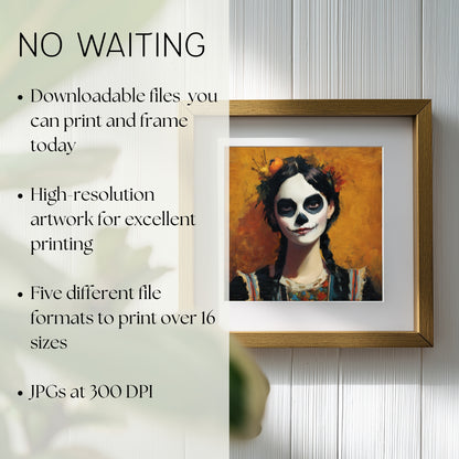 Halloween Costume Party Wall Art: Square Printable Portrait Decor (Digital Download, 5 Sizes Included)
