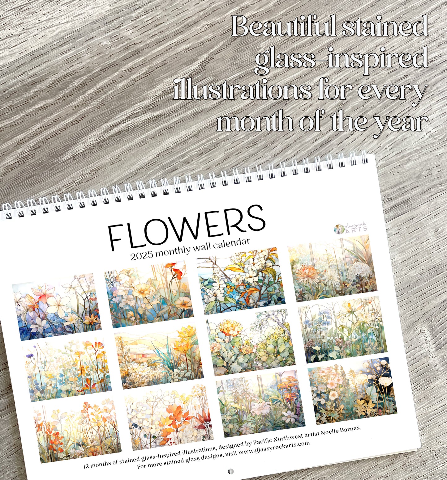 2025 Flowers Wall Calendar