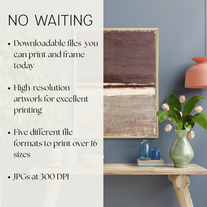 Printable Wabi Sabi Landscape Print, Soothing Brown Tones