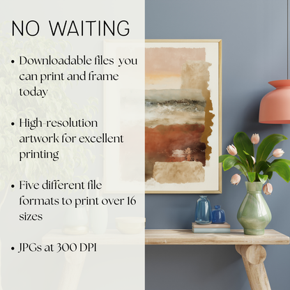 Printable Rustic Wabi Sabi Wall Art Print: Warm Brown Tones