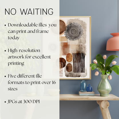 Printable Wabi Sabi Overlapping Shapes Art Print