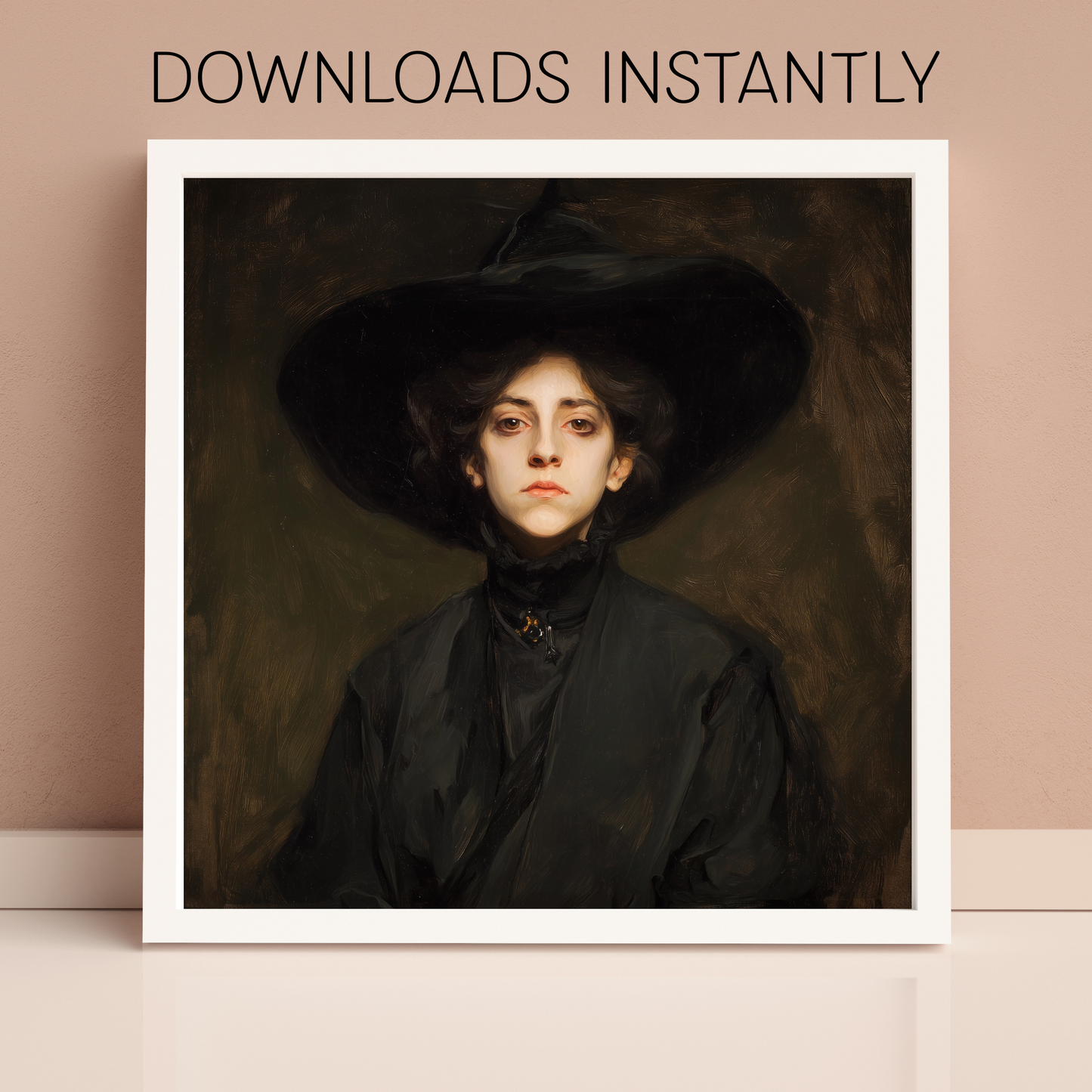 Halloween Witch Portrait Art Print: Spooky Wall Decor (Digital Download, 5 Sizes Included)