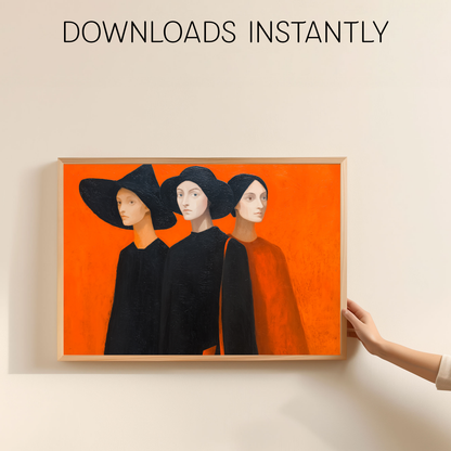 Halloween Printable 3 Witches Wall Art