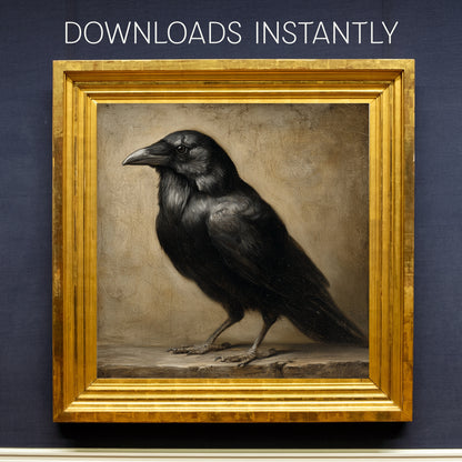 Vintage Halloween Crow Print: Fall Wall Art (Digital Download, 5 Sizes Included)