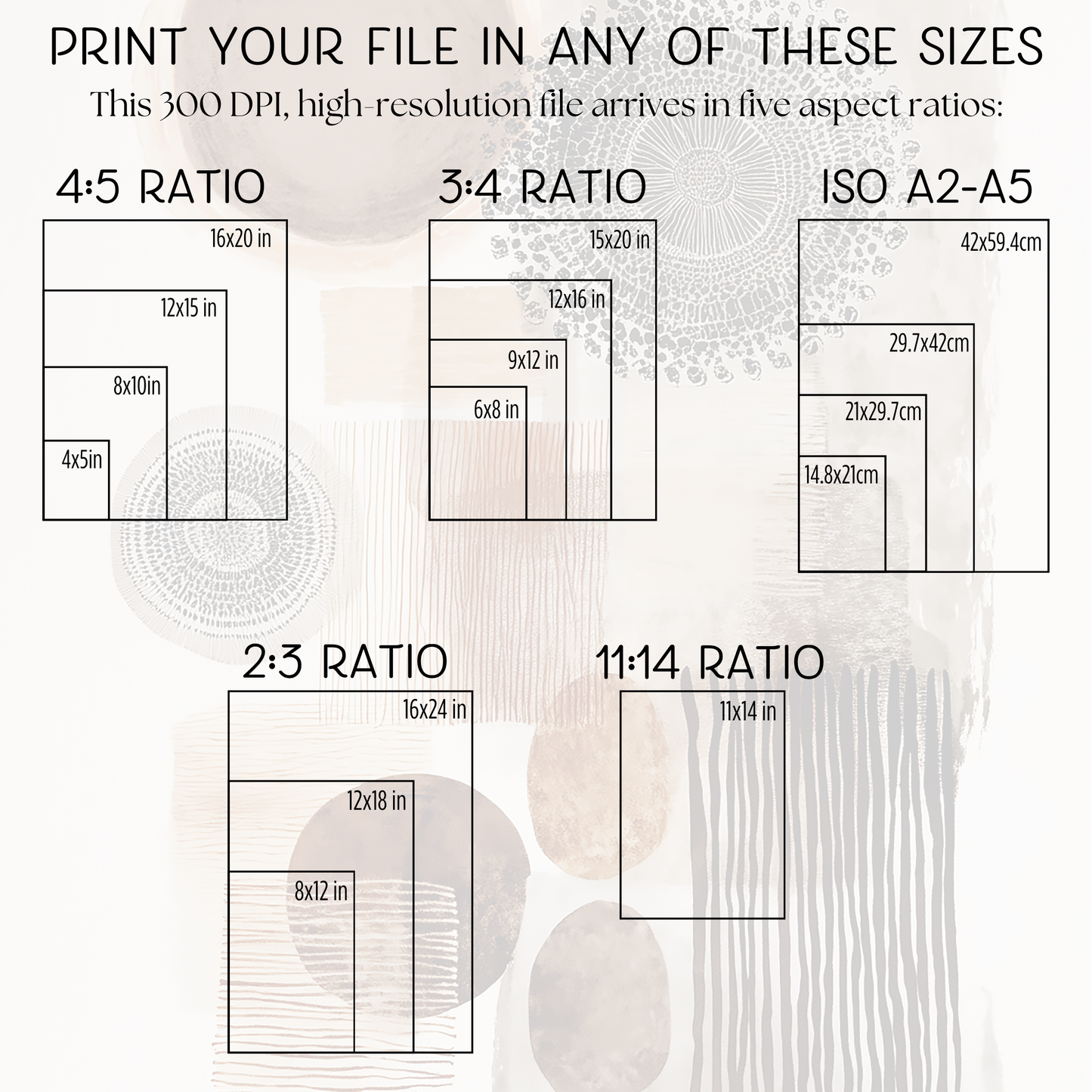 Printable Wabi Sabi Overlapping Shapes Art Print